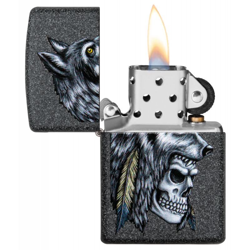 Zippo tulemasin Wolf Skull Feather Design