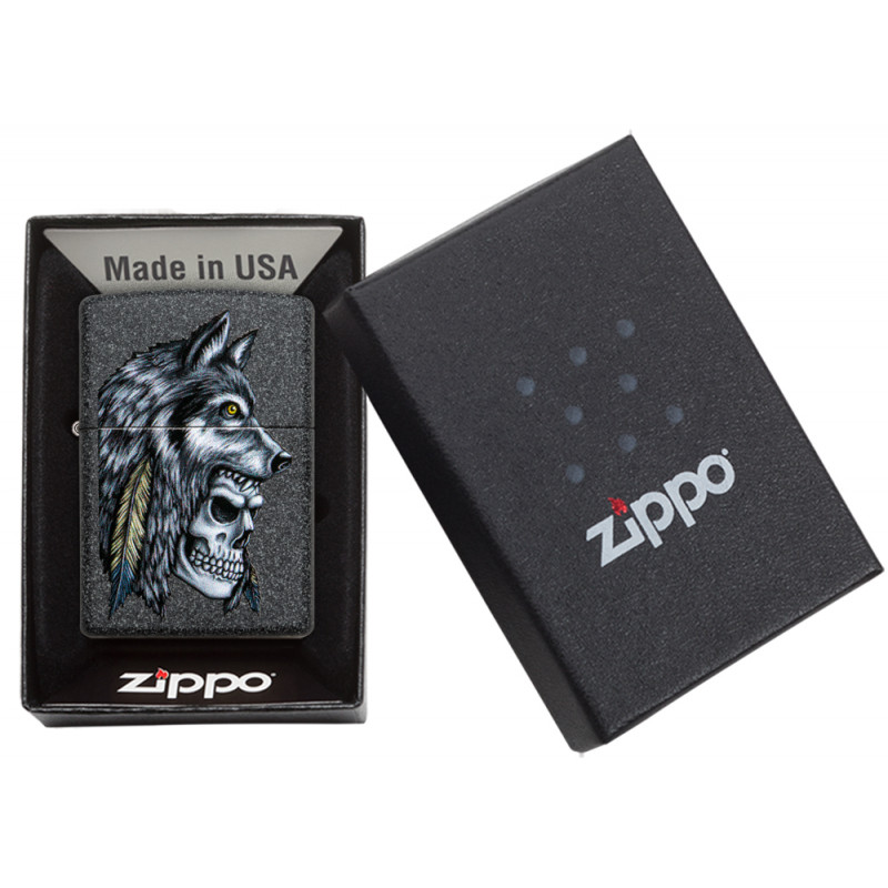 Zippo tulemasin Wolf Skull Feather Design