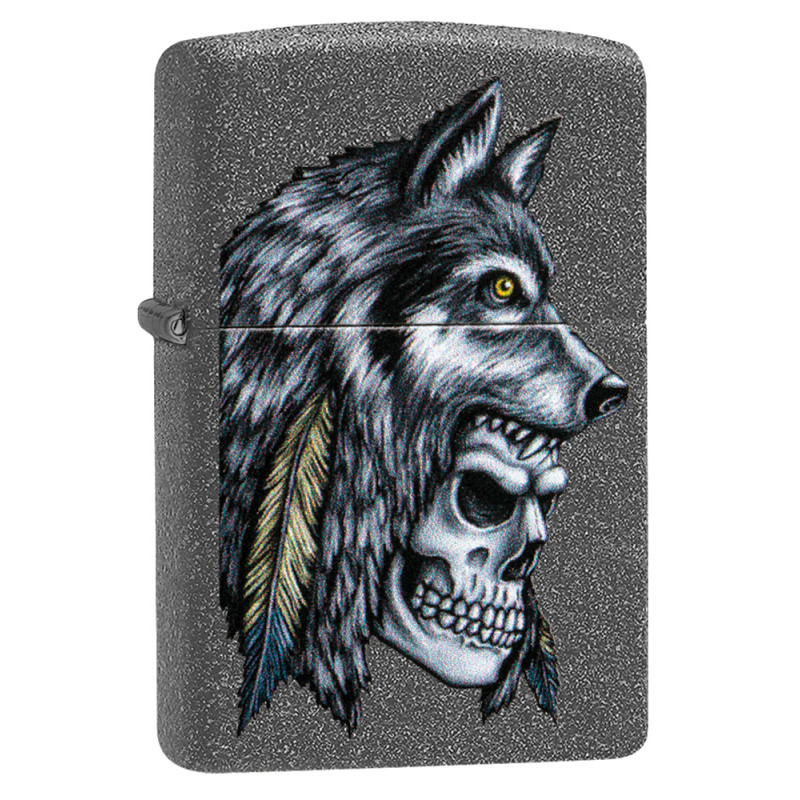 Zippo tulemasin Wolf Skull Feather Design