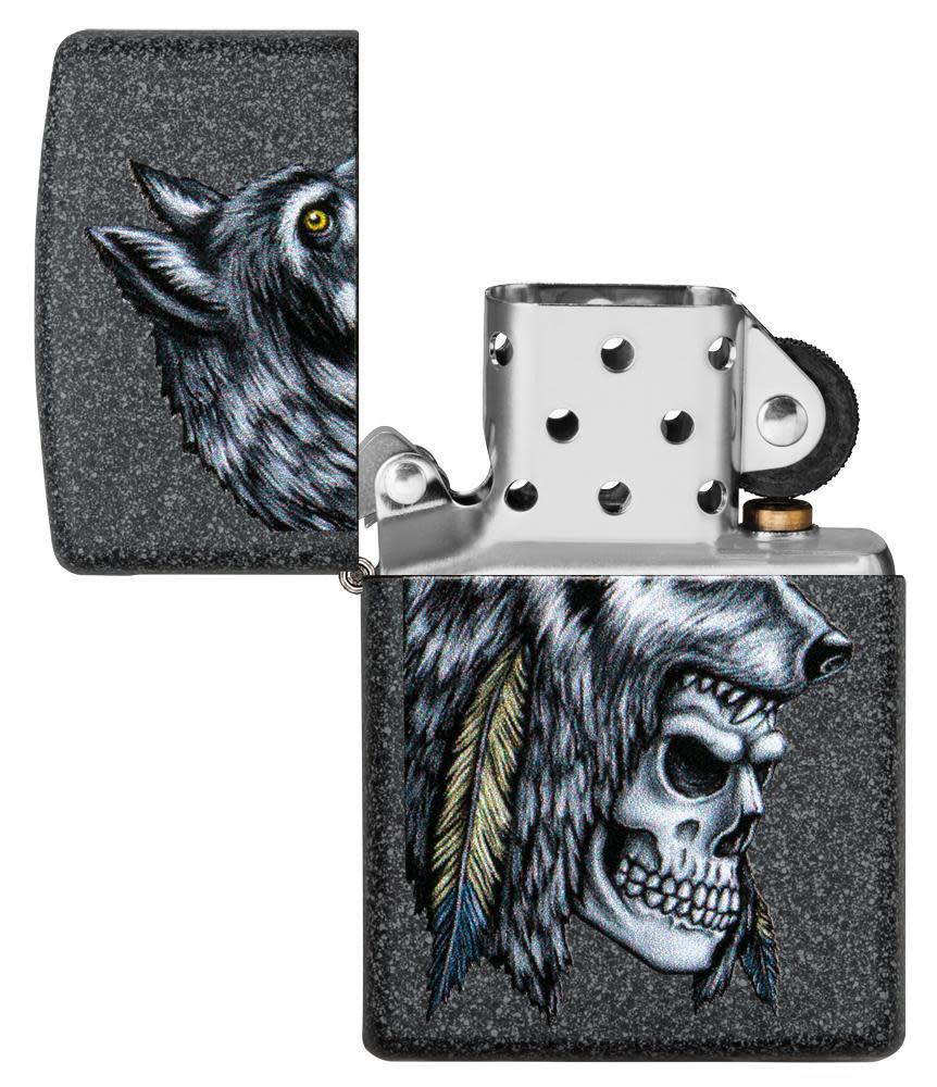 Zippo tulemasin Wolf Skull Feather Design