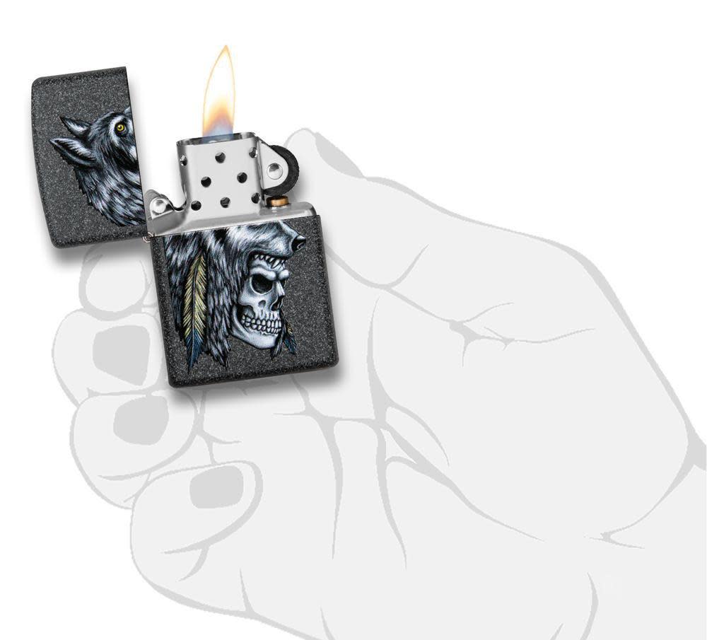 Zippo tulemasin Wolf Skull Feather Design